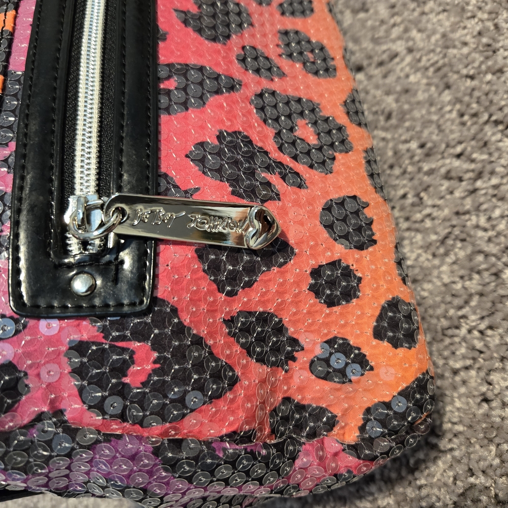 Betsey Johnson Pink Leopard Sequin Clutch - Picture 5 of 7
